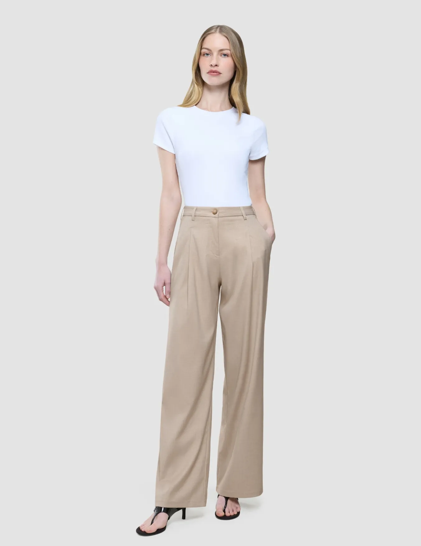 Women's Skye Pants Wide Sandy Beige Melange