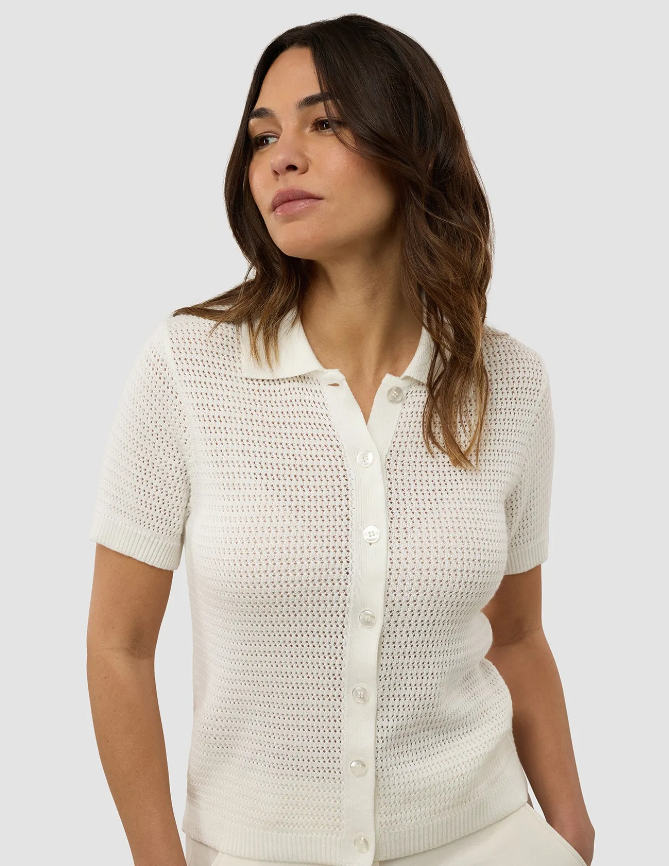 Women's Structured Polo Off White