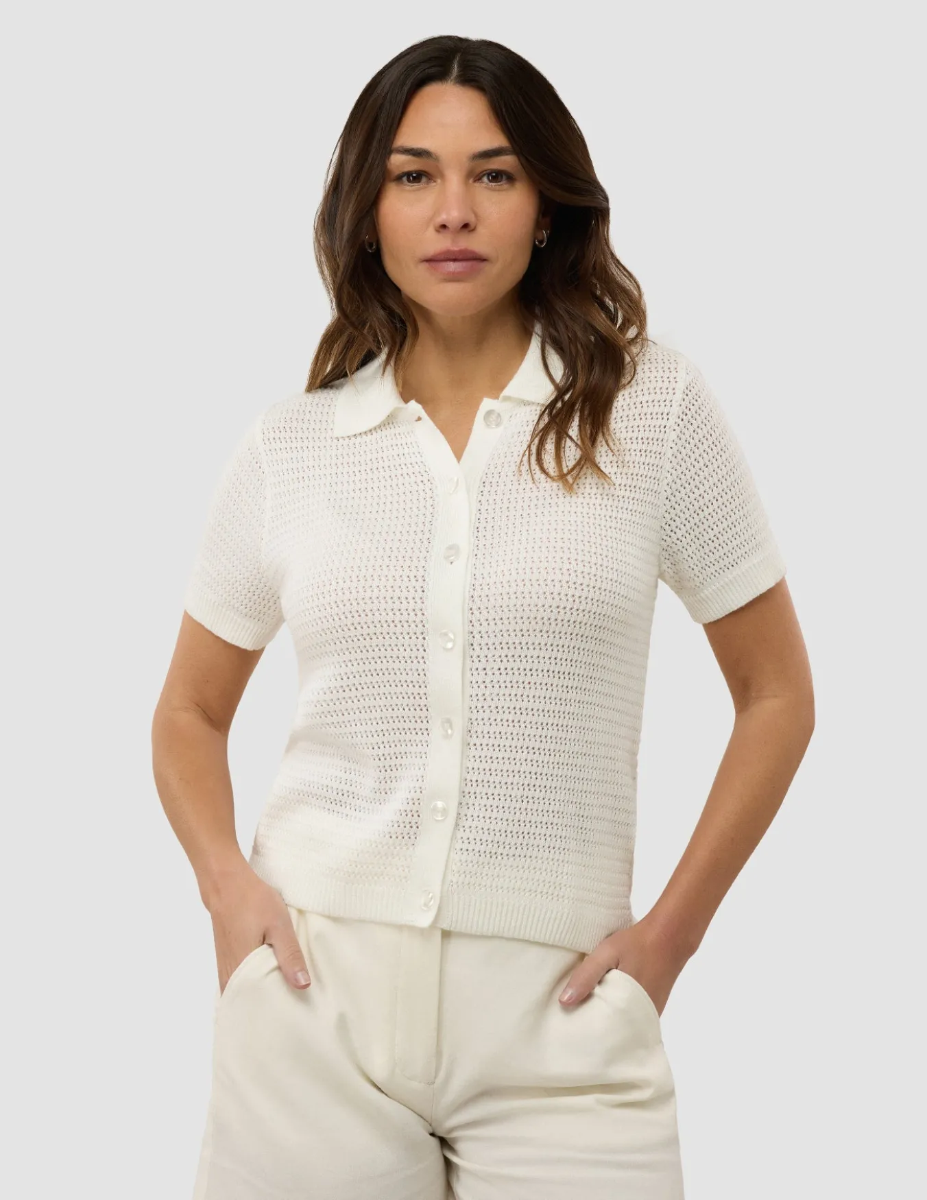 Women's Structured Polo Off White