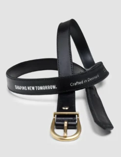Women's Thin Leather Belt Gold Black