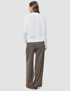 Women Structured Polo Long Sleeve Off White