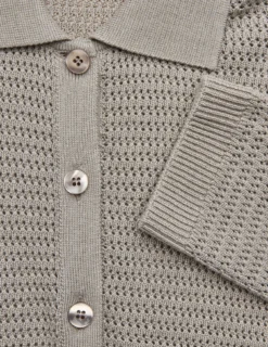 Women Structured Polo Long Sleeve Dark Sand