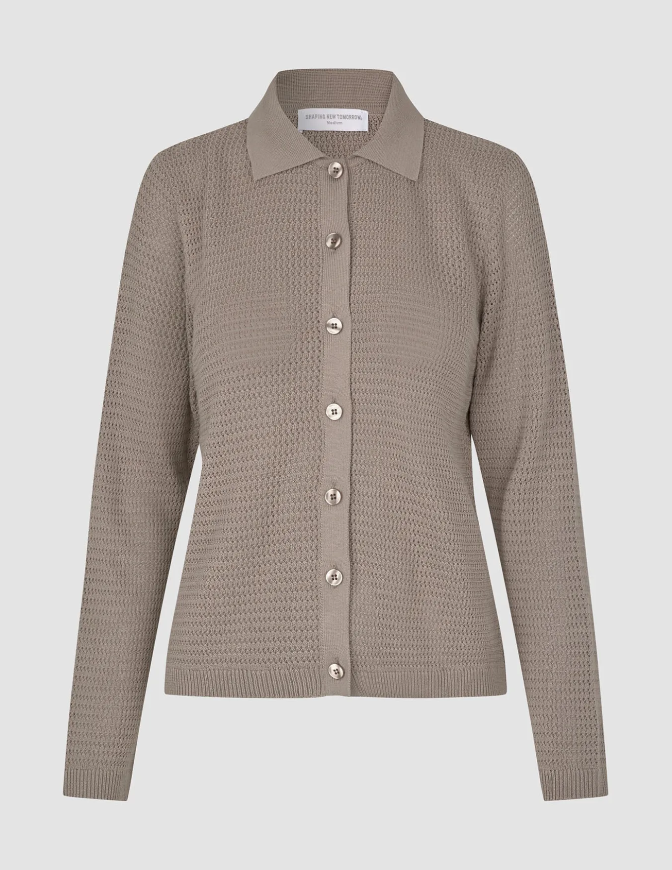 Women Structured Polo Long Sleeve Dark Sand