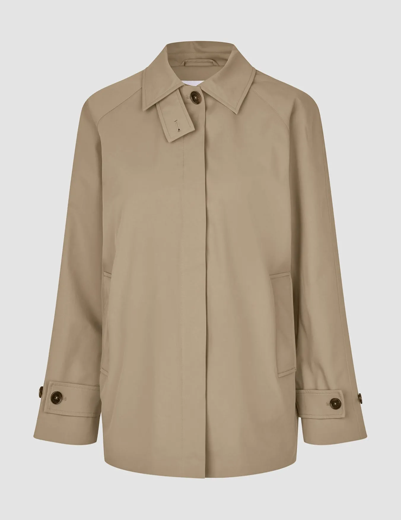 Women Waterproof Trench Coat Short Sand Grain