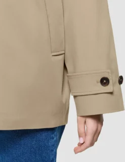 Women Waterproof Trench Coat Short Sand Grain