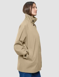 Women Waterproof Trench Coat Short Sand Grain
