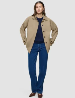 Women Waterproof Trench Coat Short Sand Grain