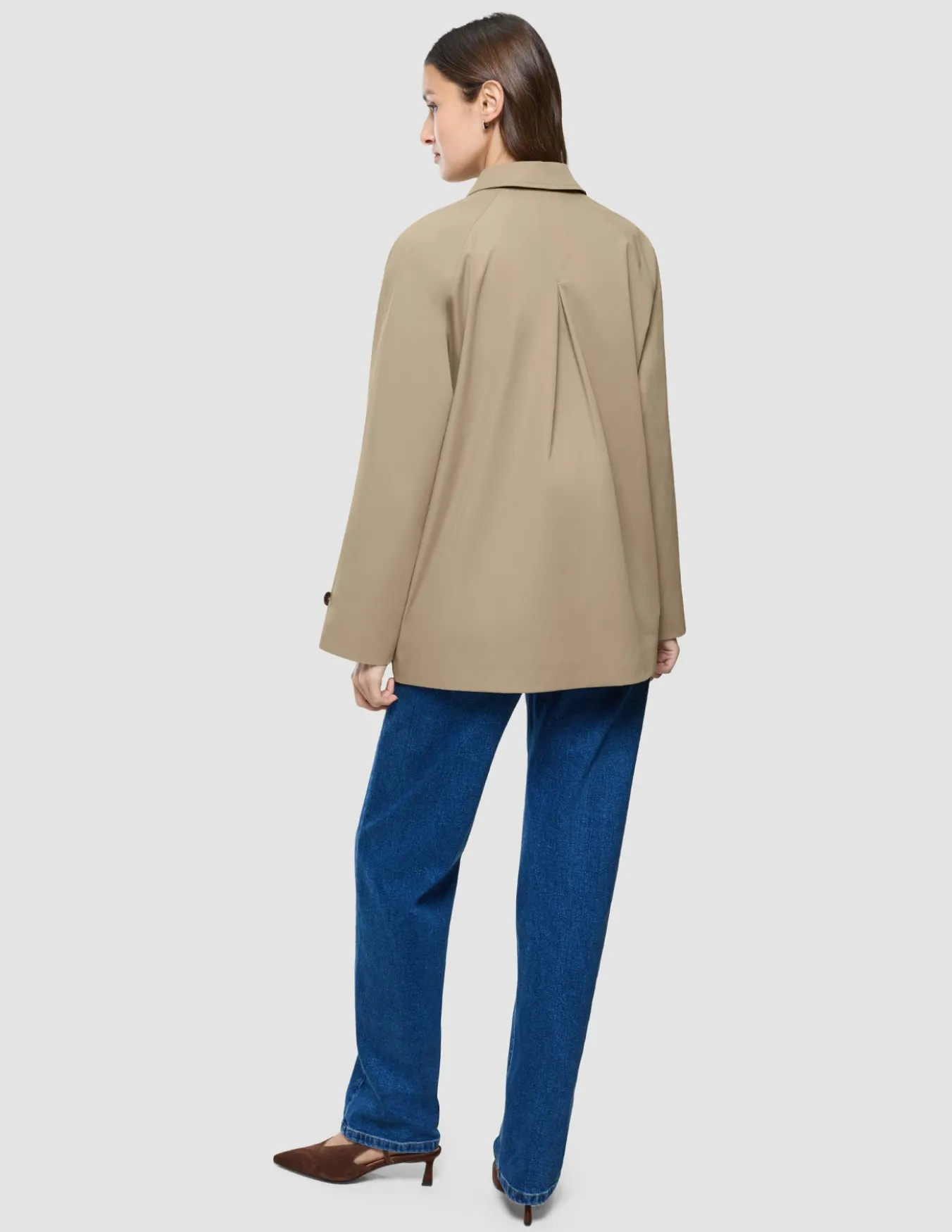 Women Waterproof Trench Coat Short Sand Grain