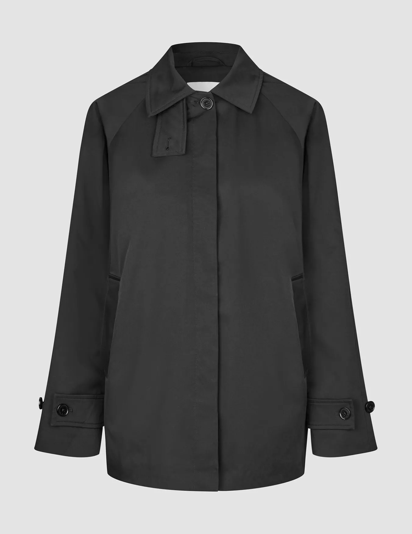 Women Waterproof Trench Coat Short Black