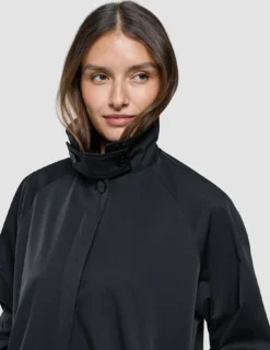 Women Waterproof Trench Coat Short Black