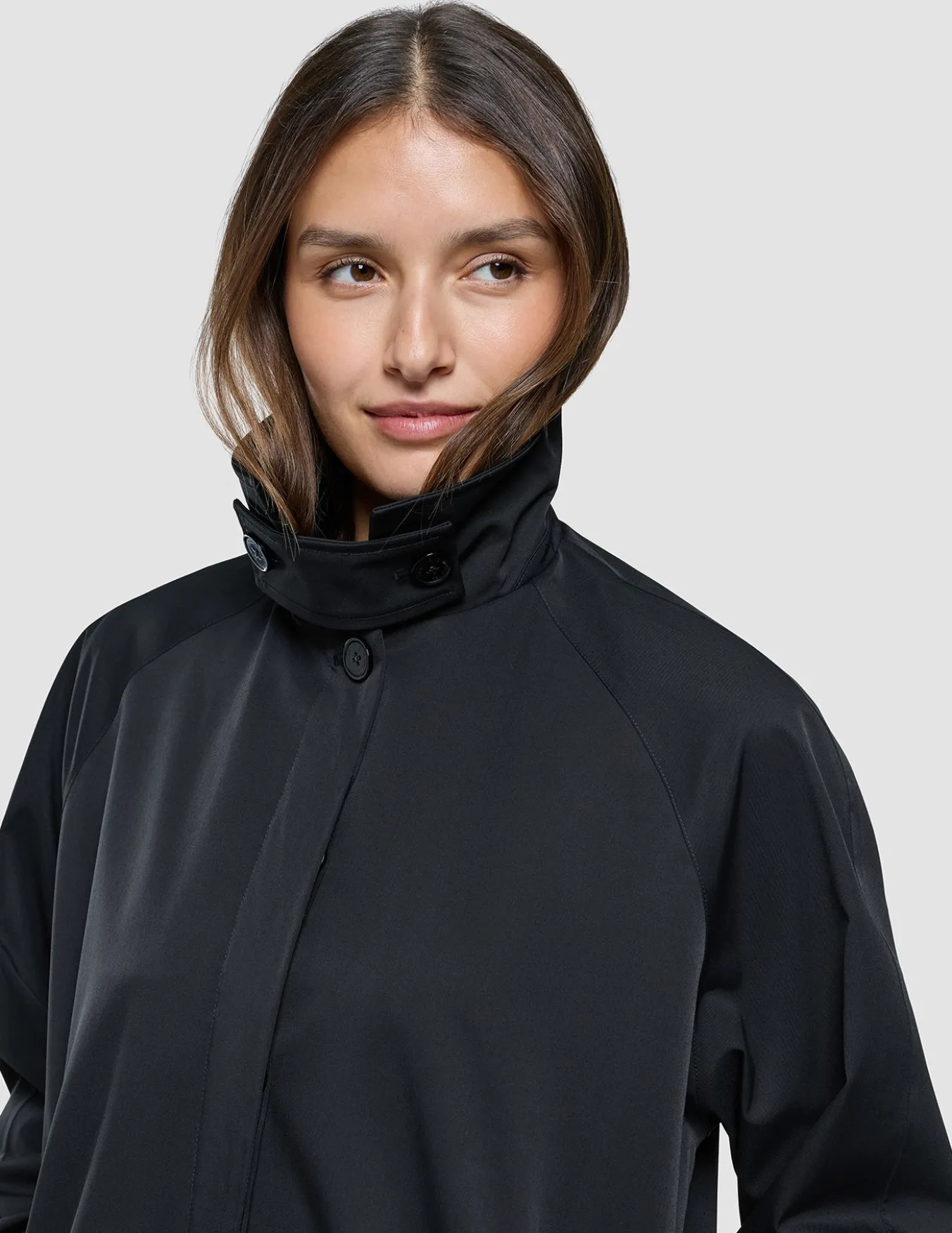 Women Waterproof Trench Coat Short Black