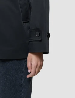 Women Waterproof Trench Coat Short Black