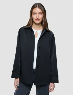 Women Waterproof Trench Coat Short Black