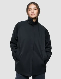 Women Waterproof Trench Coat Short Black